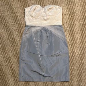 Banana Republic silver and cream silk and tulle strapless dress
